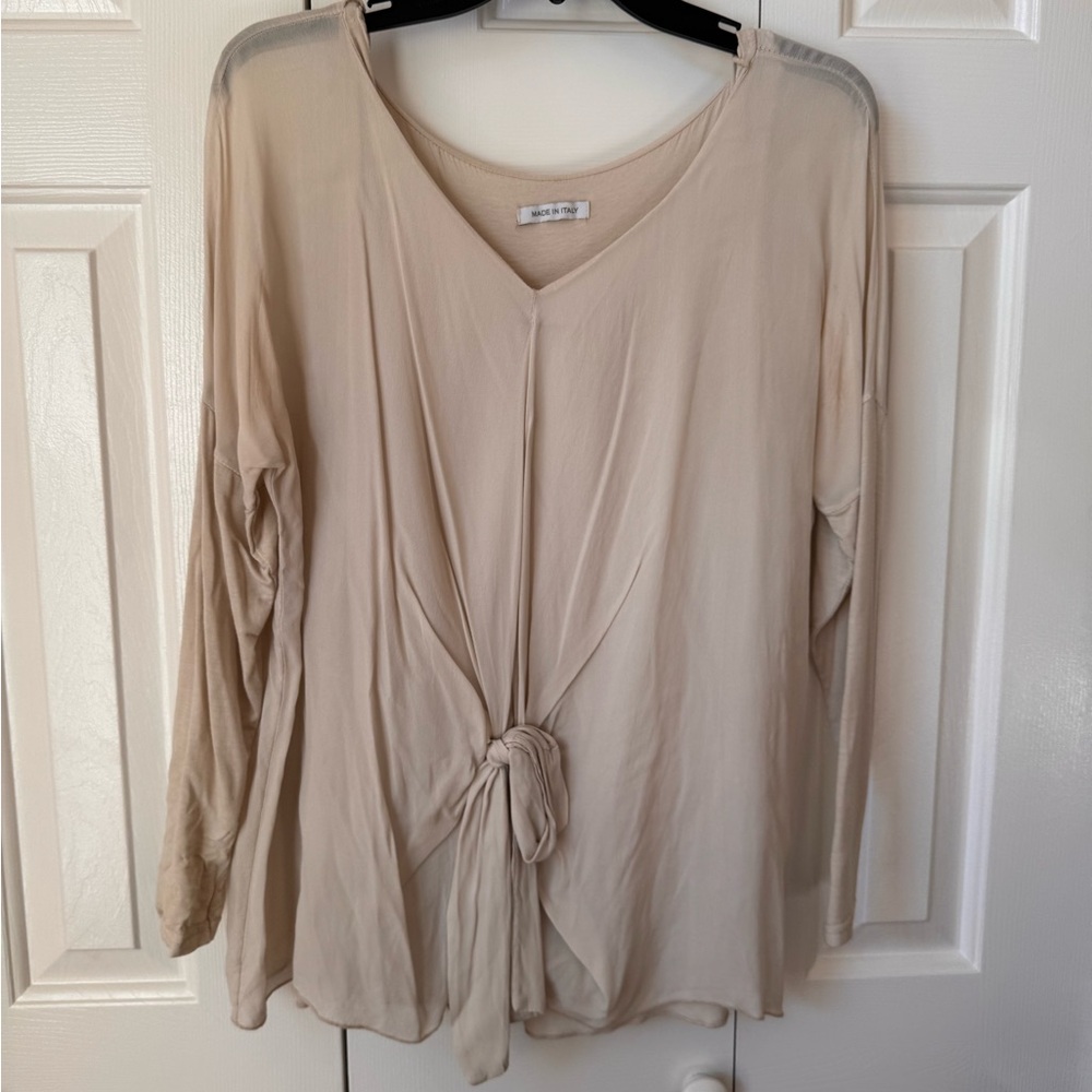 Women's Cream Tie-Front Top